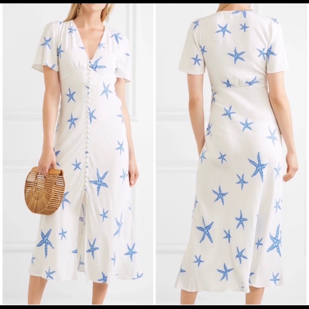RIXO LONDON Jade Printed Crepe De Chine Dress Med